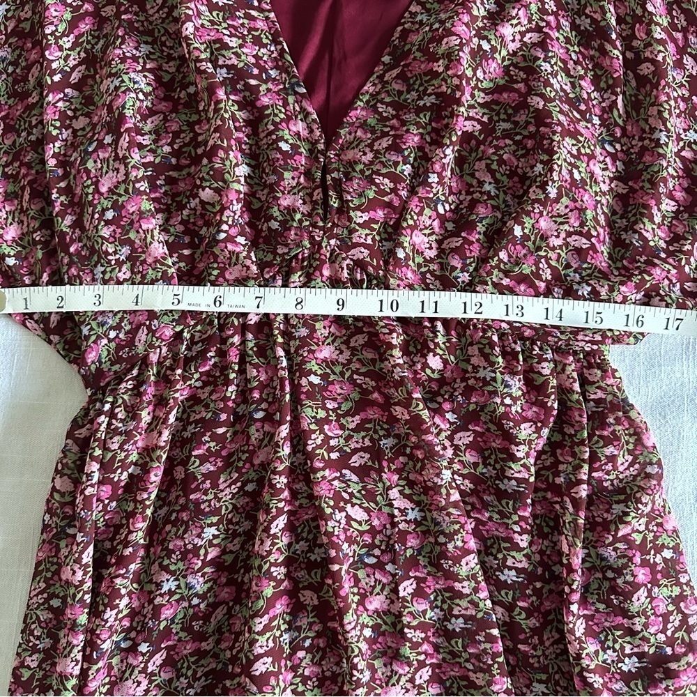 Entro Dress Womens S Floral Babydoll Maxi Boho V Neck Lined Short Sleeve Fairy - Picture 7 of 16